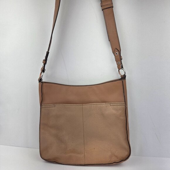 Tignanello Pebbled Leather Xbody Messenger Bag Light Tan - Picture 3 of 15